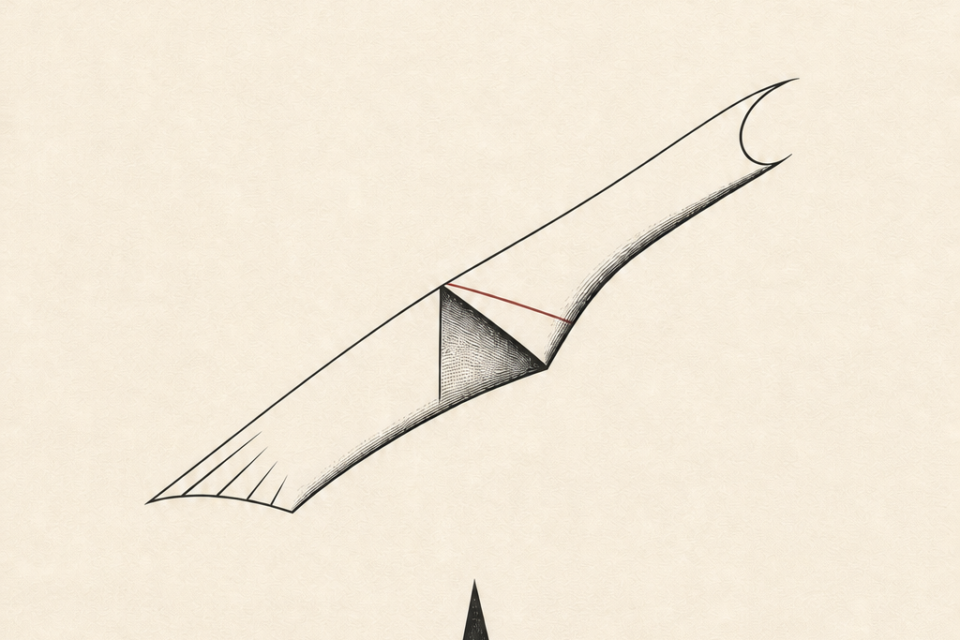 Three original celestial tattoo concept studies: two different horizons under one broken arch, a ribbon folding from sunlight into a crescent, and an irregular open aperture made by four directional wedges.